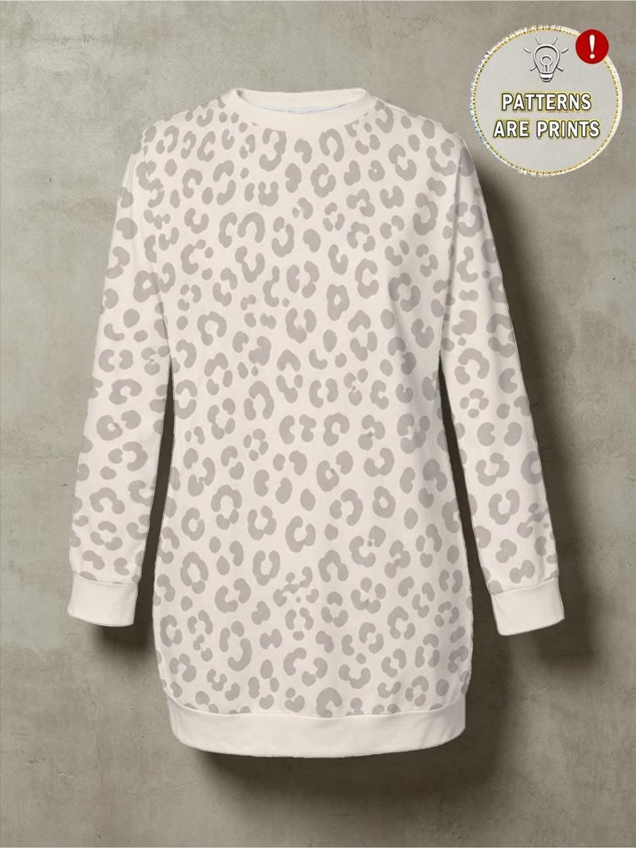 Light Grey Leopard Print Loose Sweatshirt