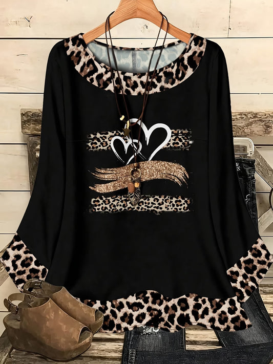Plus-Size Women's Golden Heart Prints top