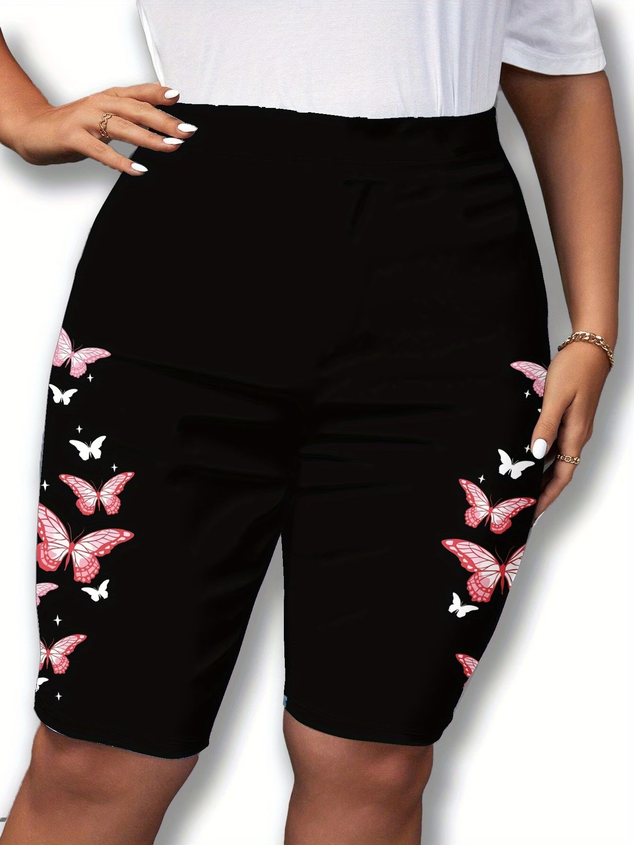 Women's Butterfly Print Fitted Shorts — Stylish Summer Bottoms