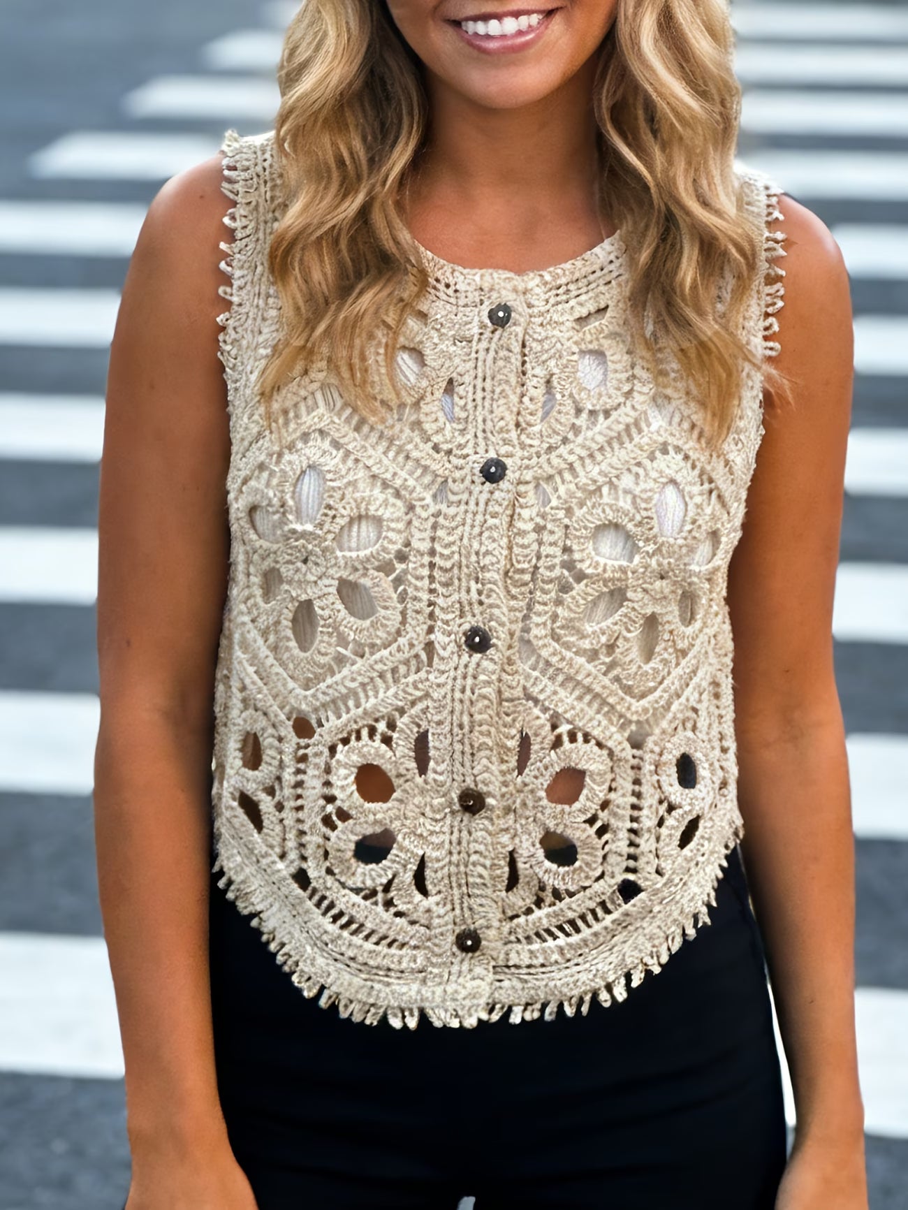 Summer Crochet Lace Tank Top