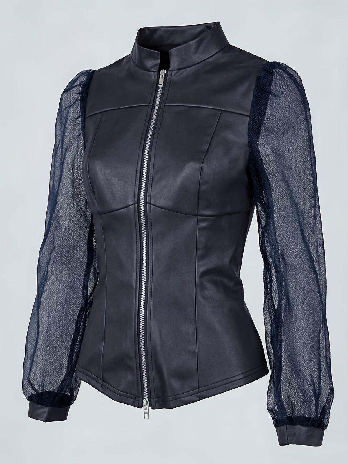 Mesh Patchwork Long Sleeve Slim Jacket