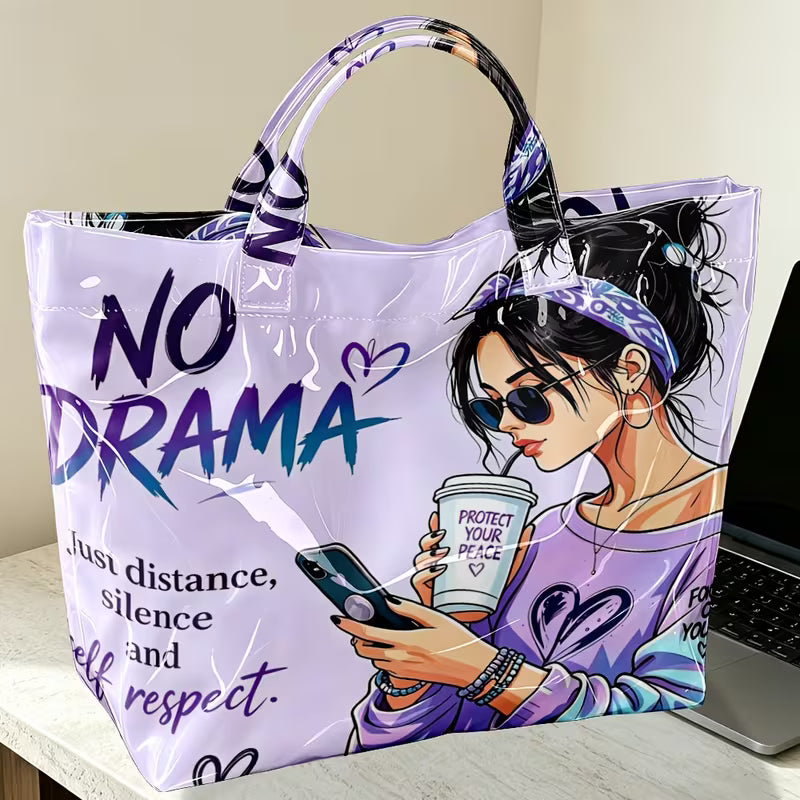 Glossy Retro Quote Handheld Tote Bag – Random Design