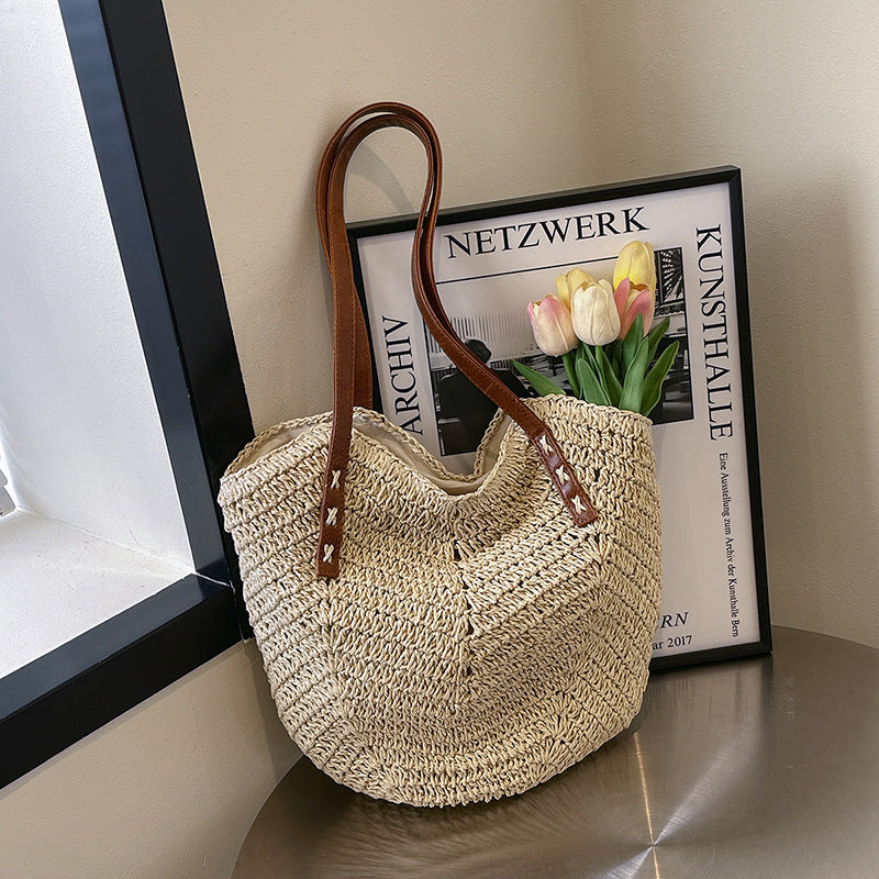 Straw Handbag Holiday Shoulder Bag Fashion Tote Bag