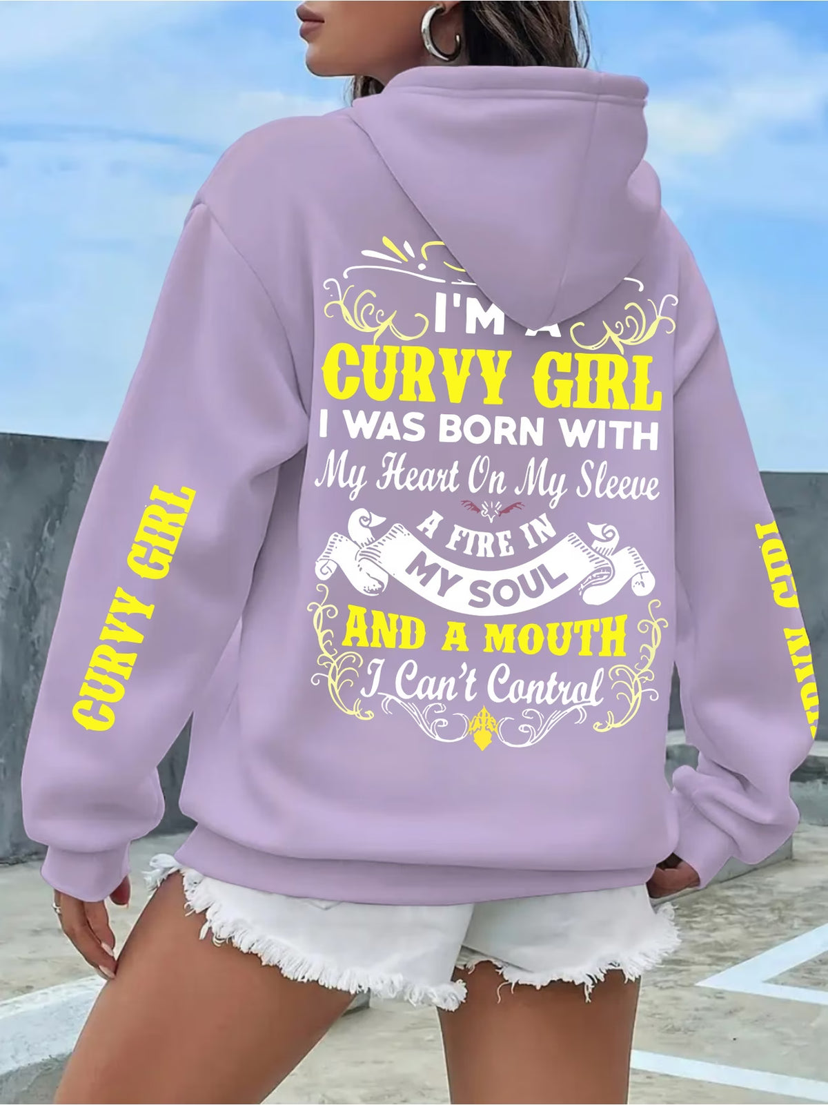 Women's Holy Letter Slogan Print Drawstring Hoodie