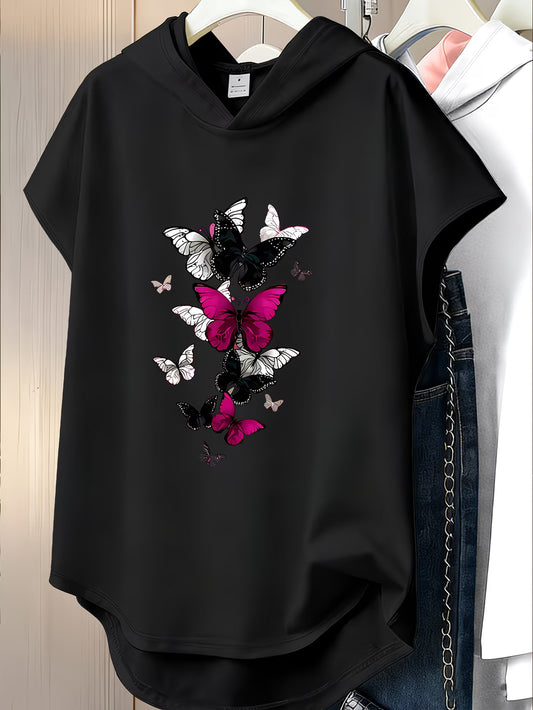 Women's Y2K Butterfly Print Hooded Sportswear — Loose Fit
