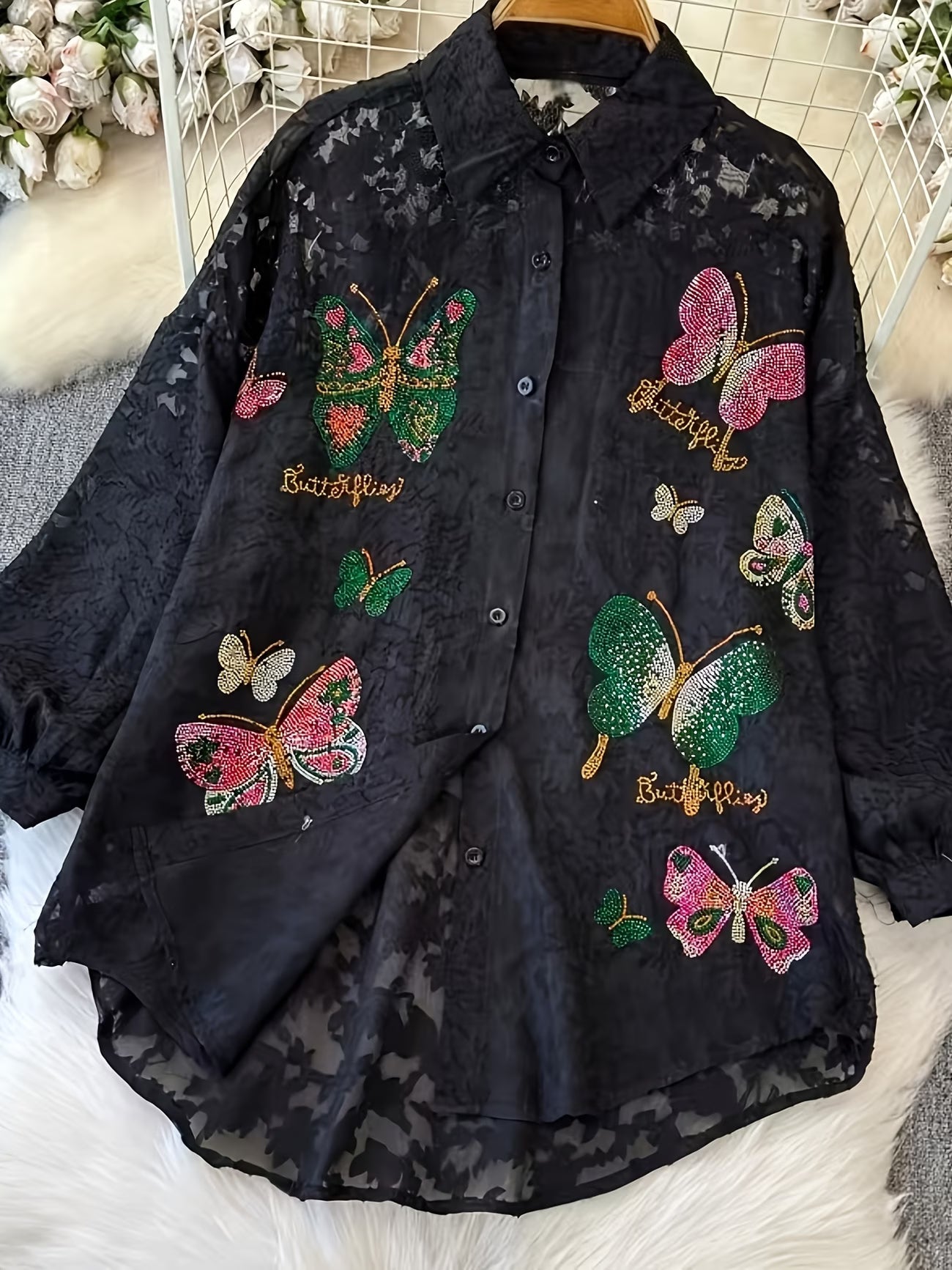 Elegant Butterfly Print Blouse