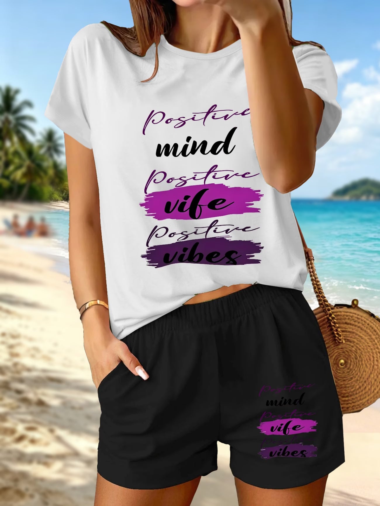 Positive Vibes Co-Ord Set – Tee & Shorts