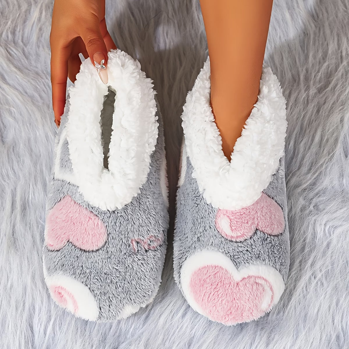 Women's Home Slippers – Soft Heart-Print Indoor Slippers