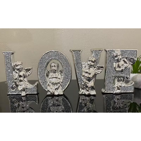 Stunning Silver LOVE Ornament with Cherubs