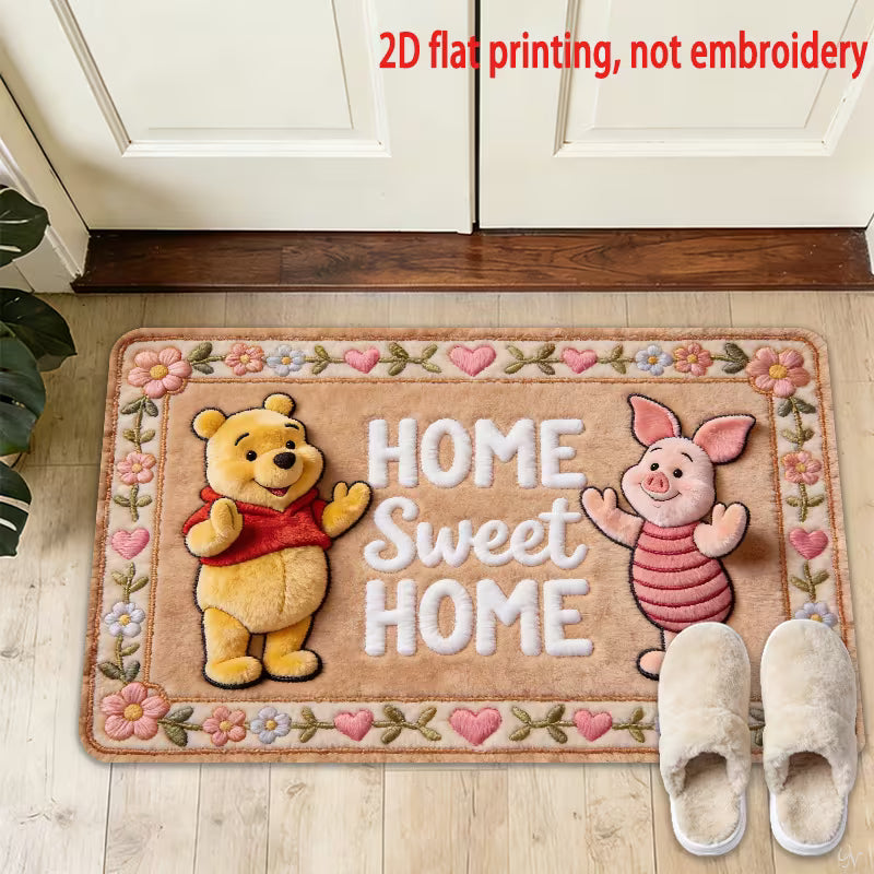 Disney Winnie The Pooh & Piglet Doormat – Soft Flannel Floor Mat