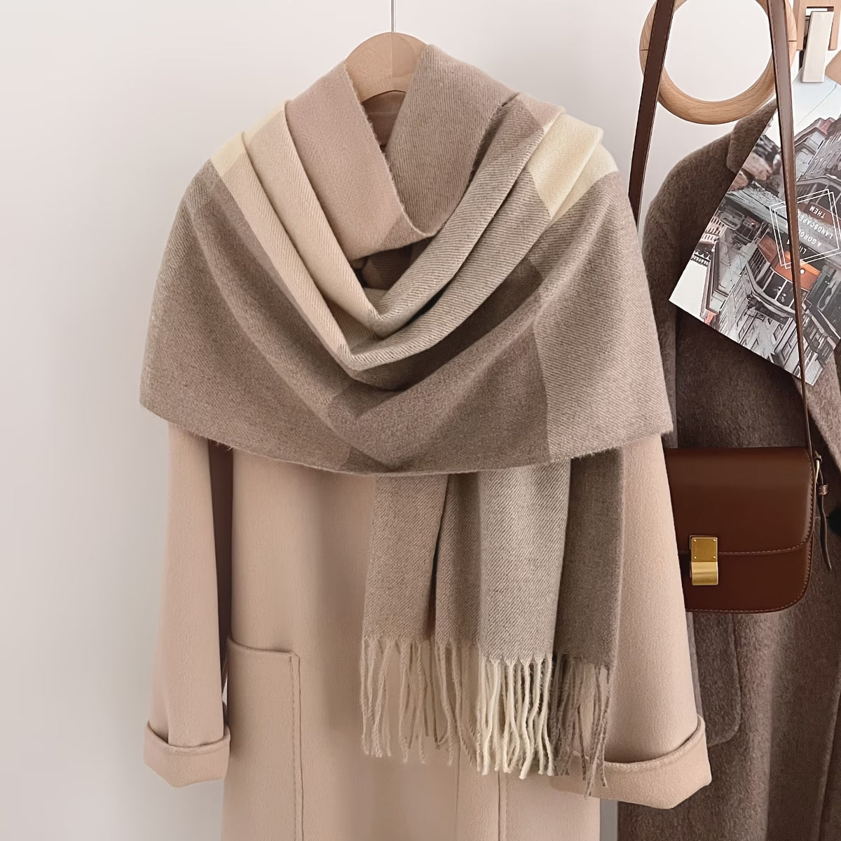 Colour-Block Patchwork Long Winter Scarf – Thick Multi-Colour Fashion Scarf