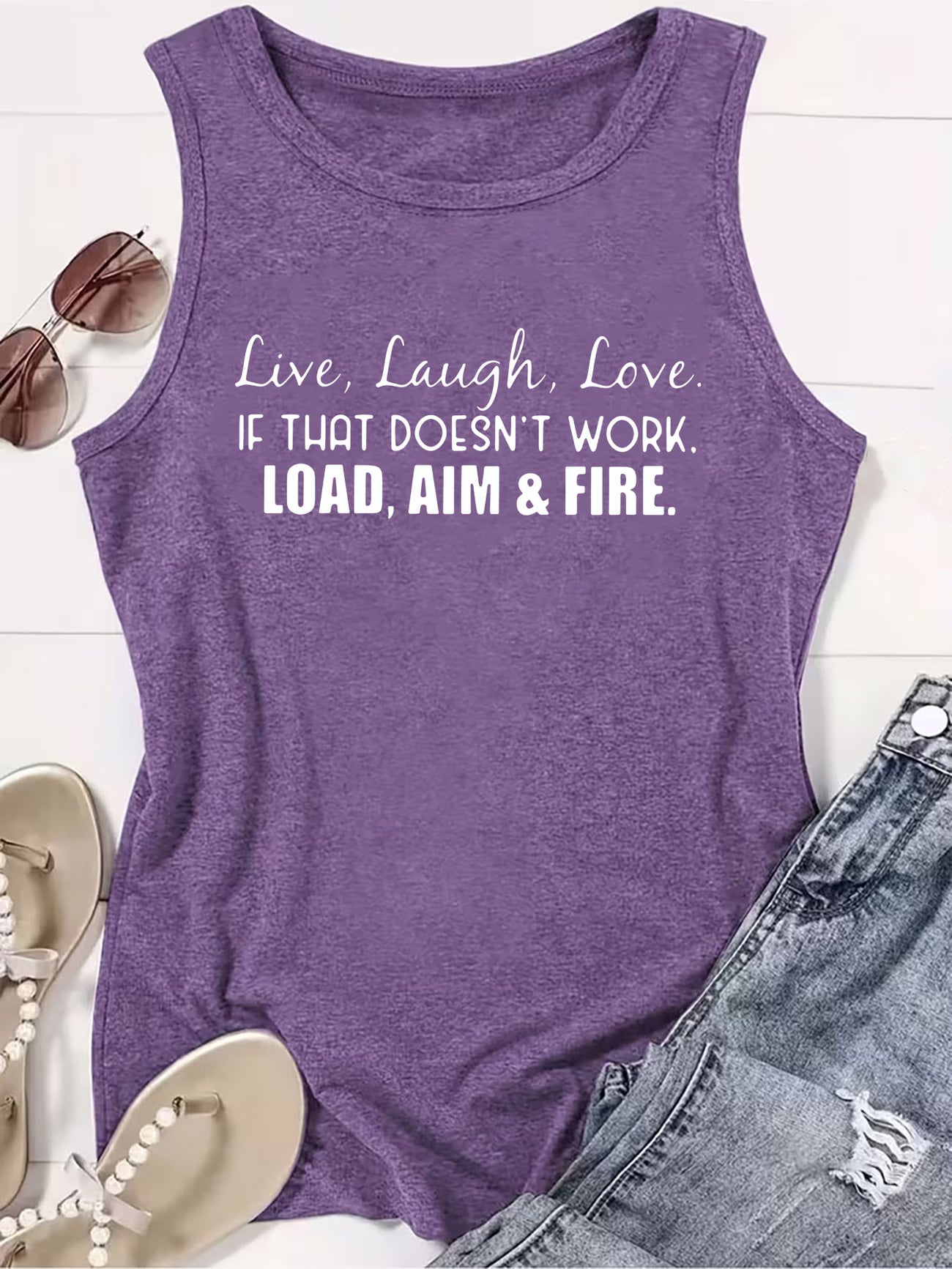 Women's Live Laugh Love Sleeveless Tank Top | Funny Slogan Vest