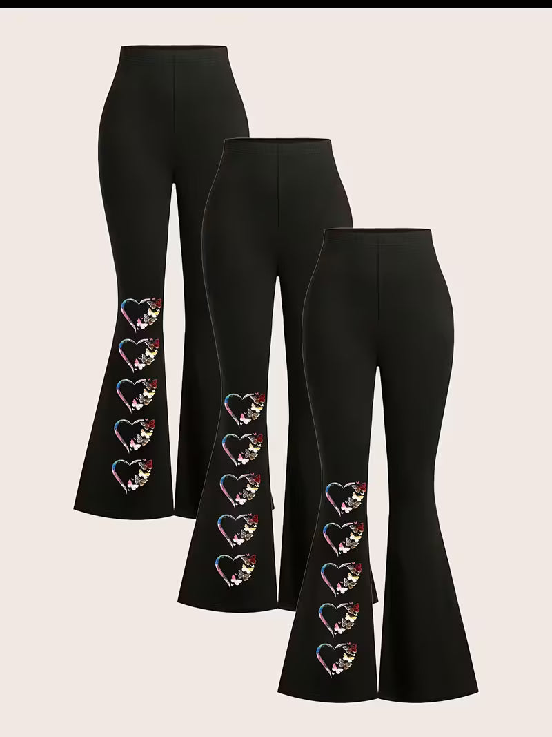 Three-Piece Set of Women'S Printed Retro Pattern Sports Long Pants,