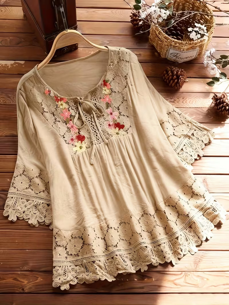 Lace Patchwork Long Sleeve Women's Shirt