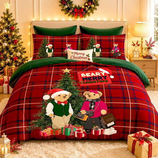 Christmas Panel Print Double Duvet Cover Set