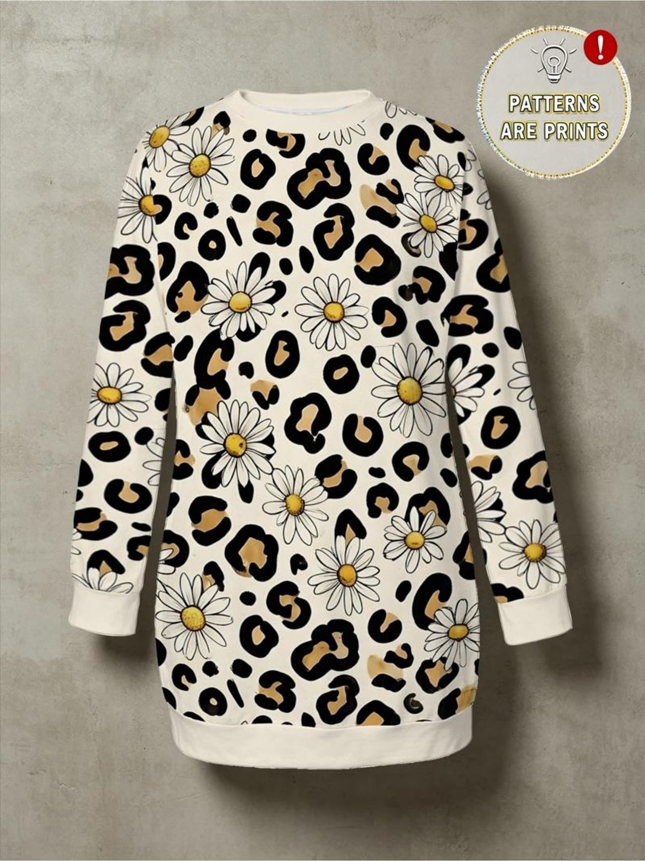 Leopard Daisy Print Loose Sweatshirt