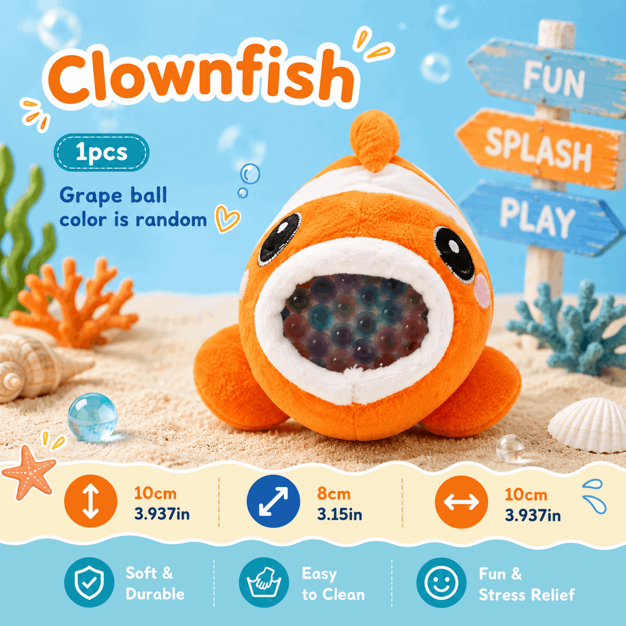Sea Creature Squishy Stress Ball Toy | Ocean Sensory Squeeze Fidget & Plush Companion