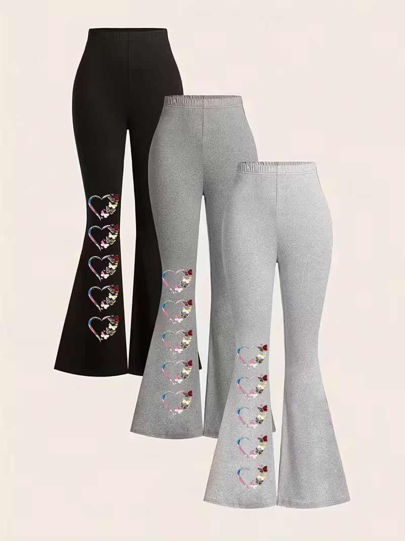 Three-Piece Set of Women'S Printed Retro Pattern Sports Long Pants,
