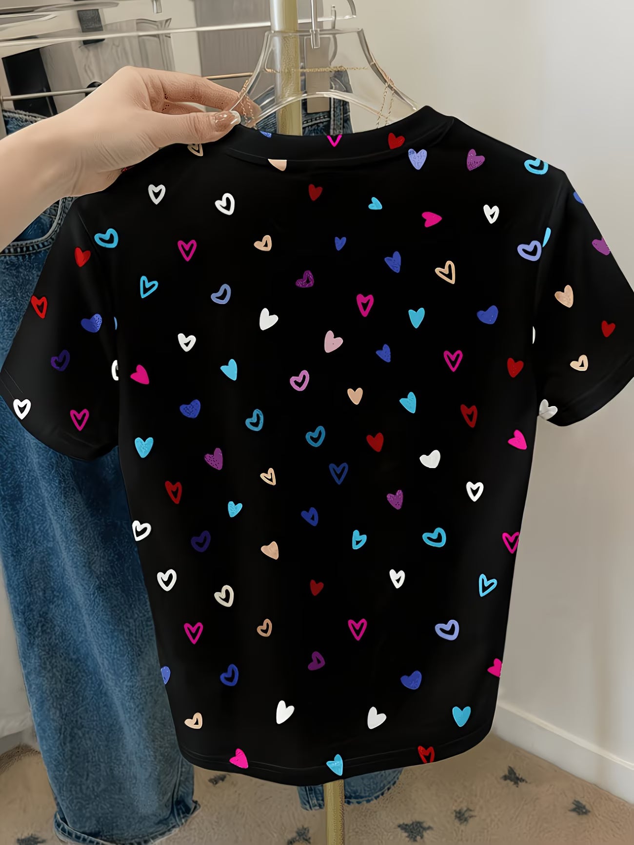 Easy Heart Print Loose T-Shirt