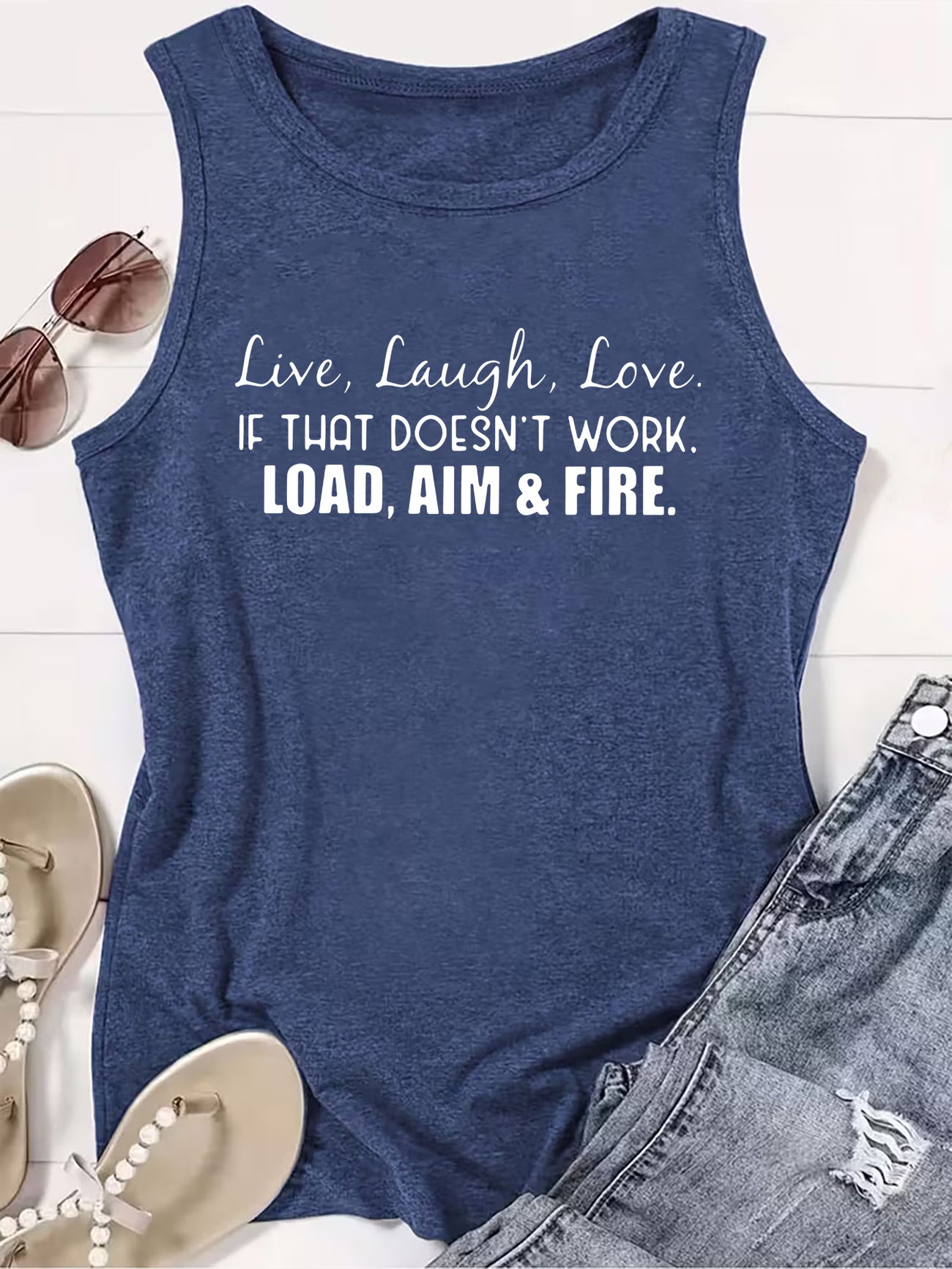 Women's Live Laugh Love Sleeveless Tank Top | Funny Slogan Vest