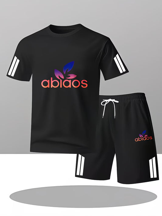 Men's Sports T-Shirt – Abiaos Logo with Colorful Leaf Design