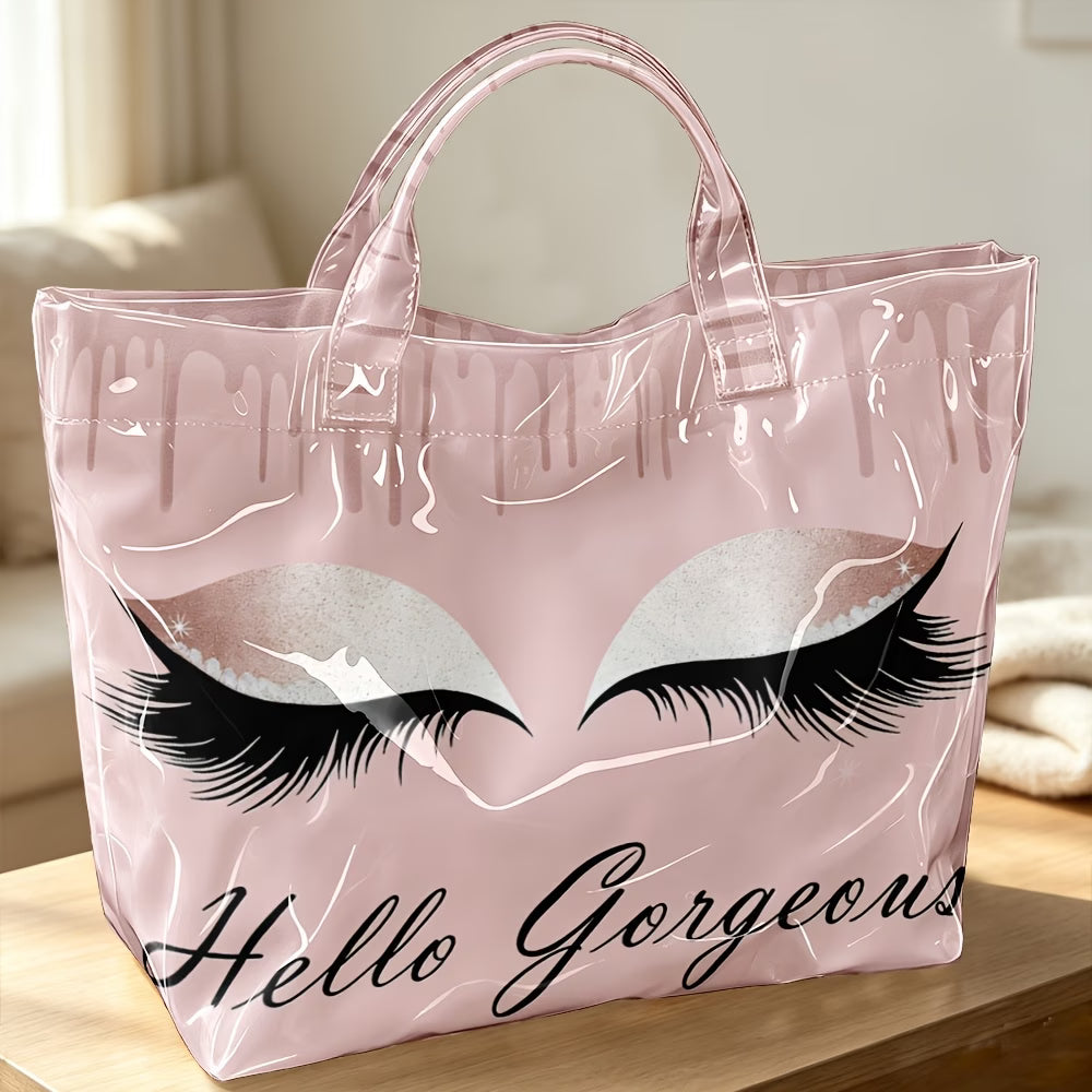 Pink Eyelash Makeup Handheld Tote Bag – Random Print