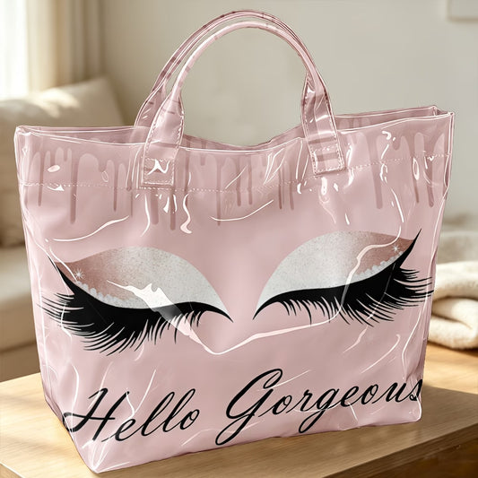 Pink Eyelash Makeup Handheld Tote Bag – Random Print