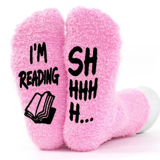 Women's Thermal Reading Socks | "I'M READING, SHHHHH..." Sole Print