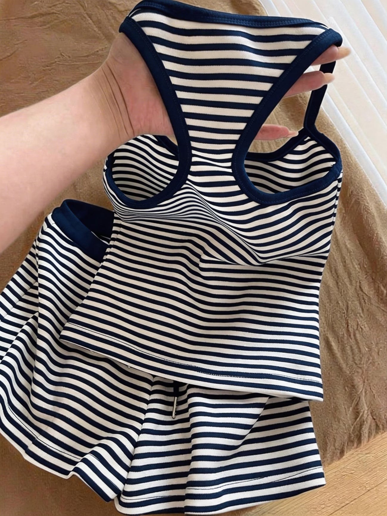 Women's 2-Piece Striped Pyjama Set | Vest & Shorts | Spring Summer Loungewear