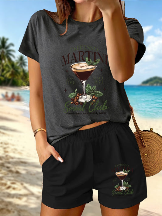 Espresso Martini Printed T-Shirt & Shorts Set