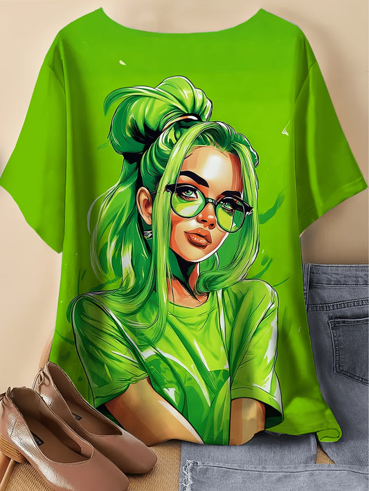 Cool Girl Graphic Top | Artistic Portrait Print
