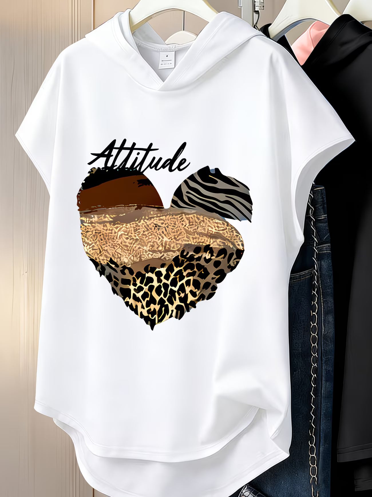 Hooded Short Sleeve T-Shirt — Heart & Wild Print Edition