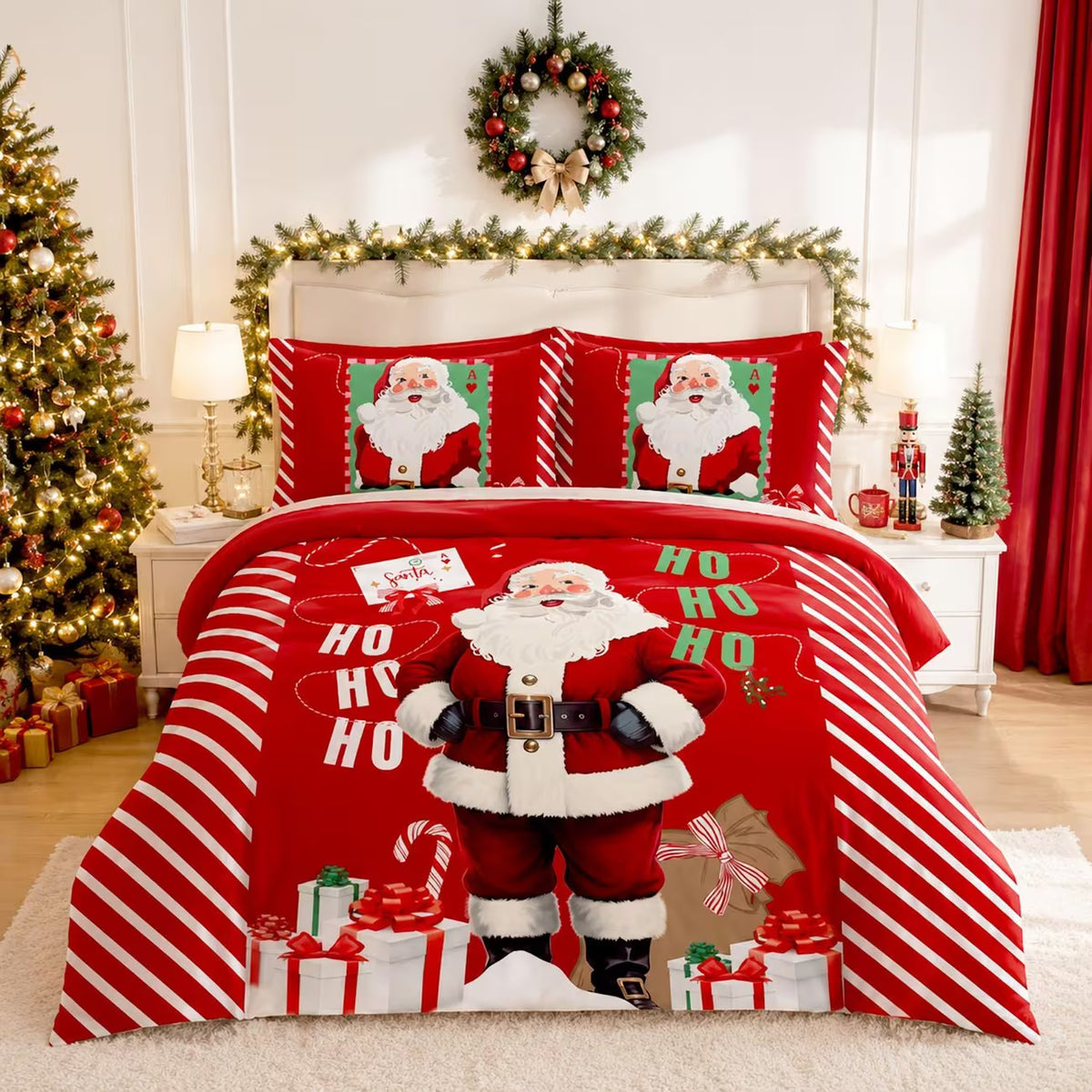 Christmas Panel Print Double Duvet Cover Set