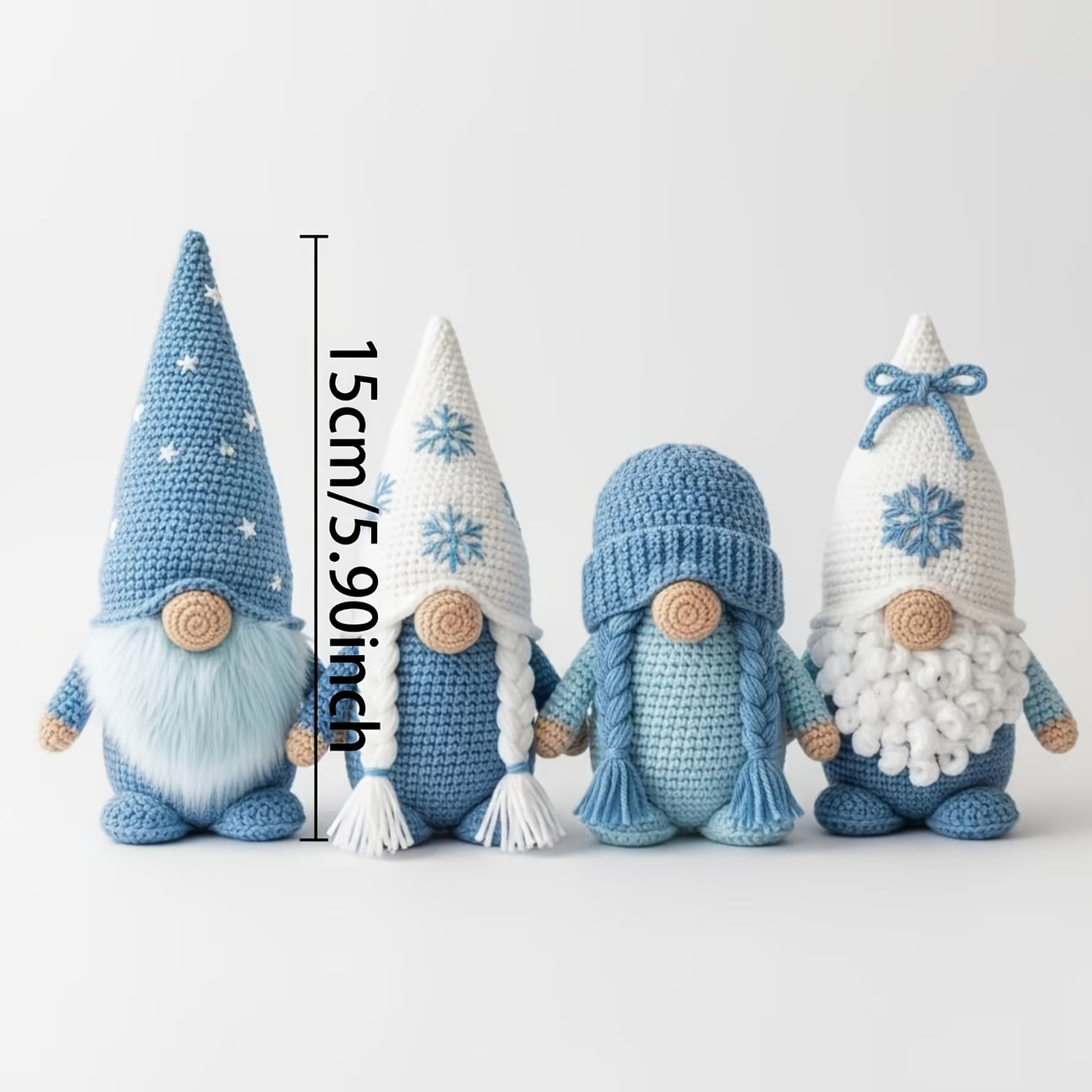 Winter Snowflake Gnome Crochet Amigurumi Kit – Set of 4