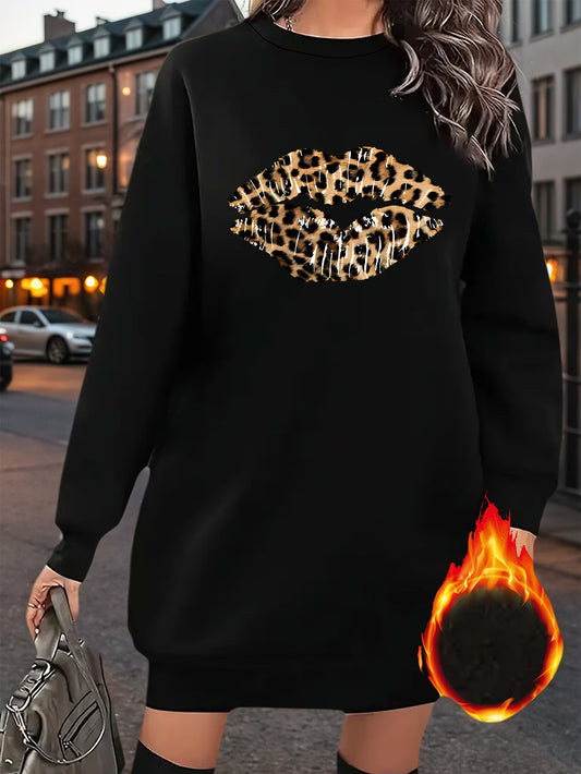Long Sleeve Crew Neck Sweatshirt Dress