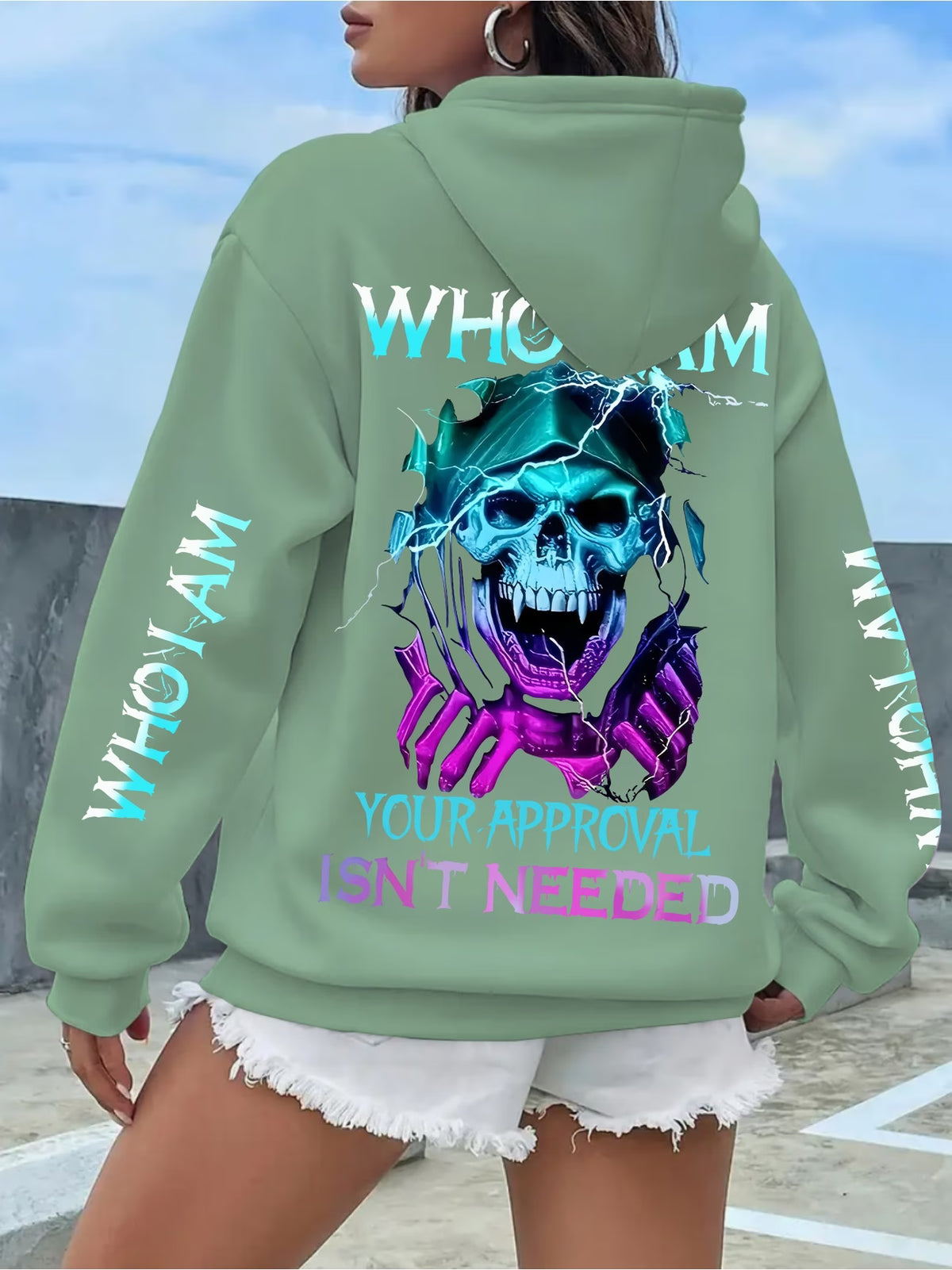 Women's Skull Print Round-Neck Sweater