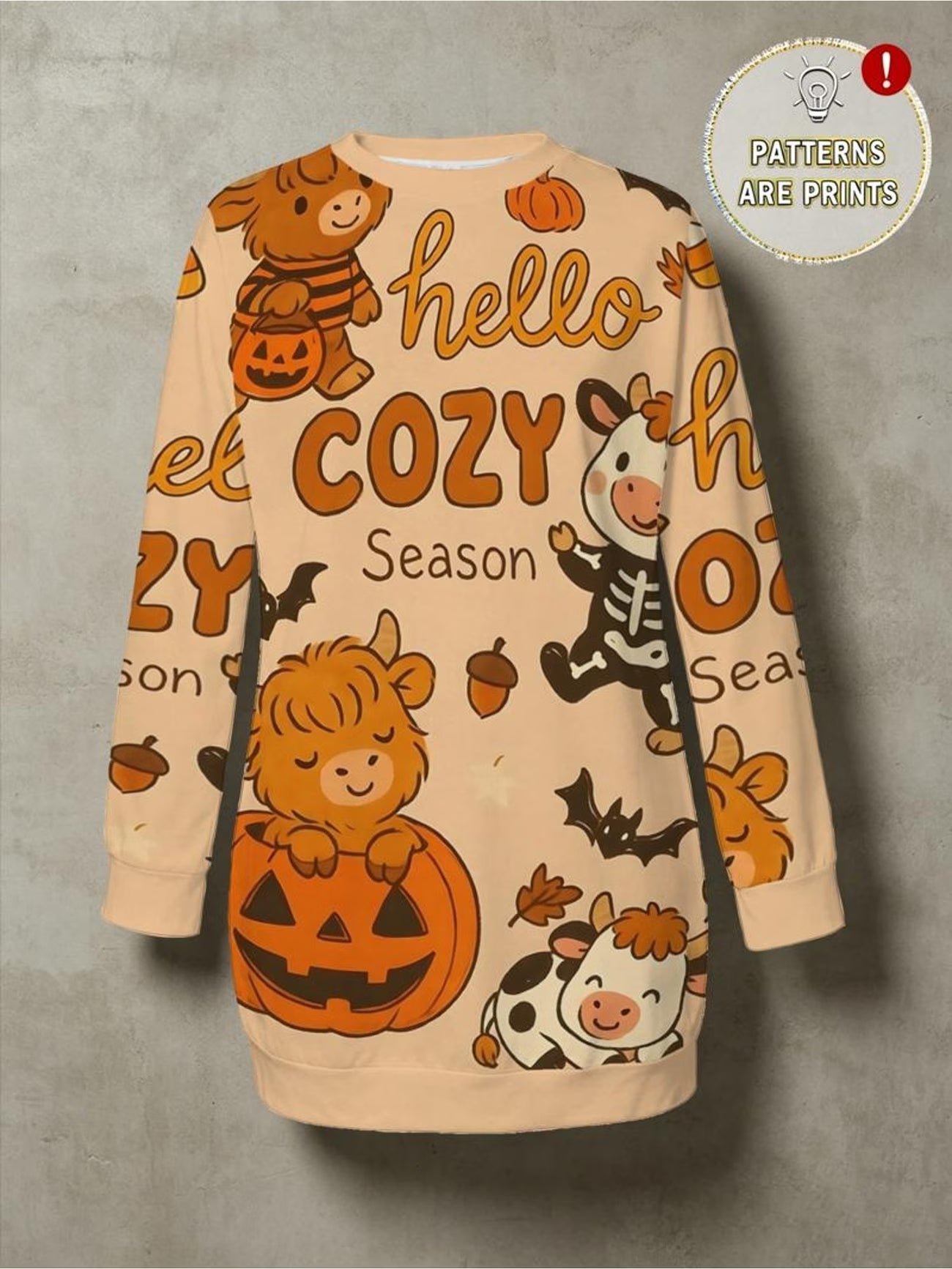 Highland Cow Pumpkin Halloween Print Sweatshirt