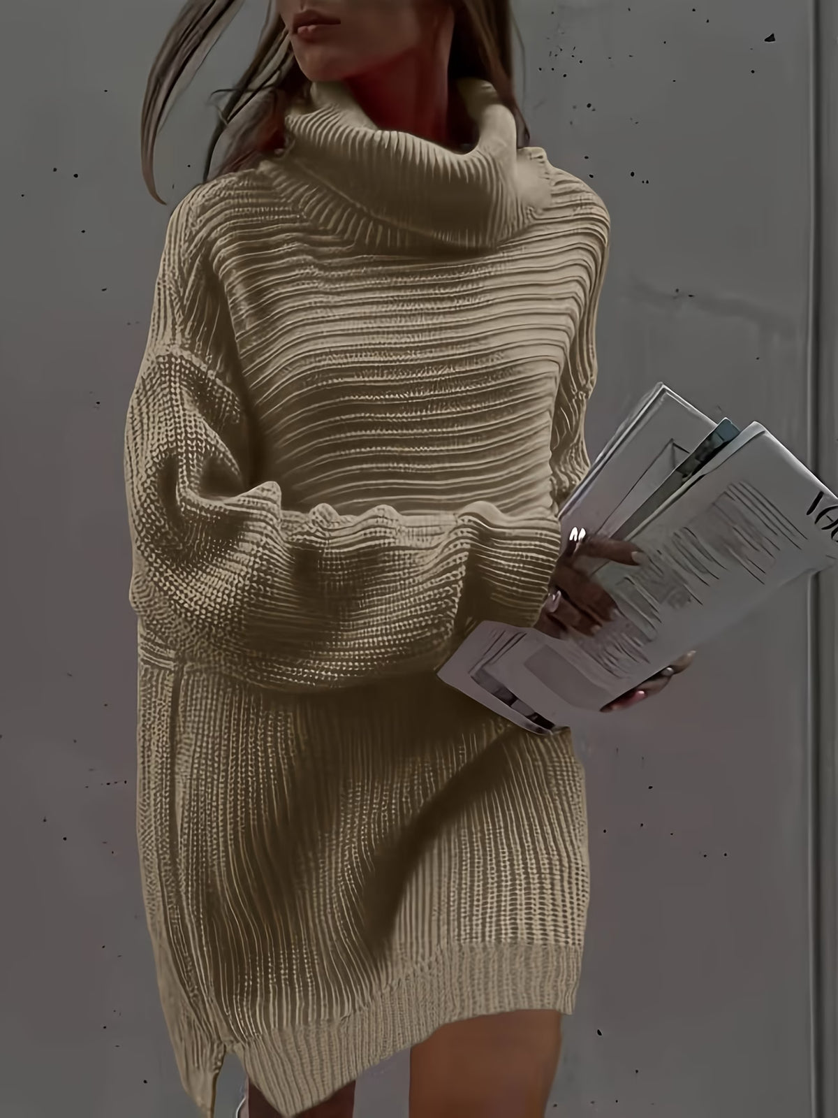 Plus Size High Neck Pullover Dress