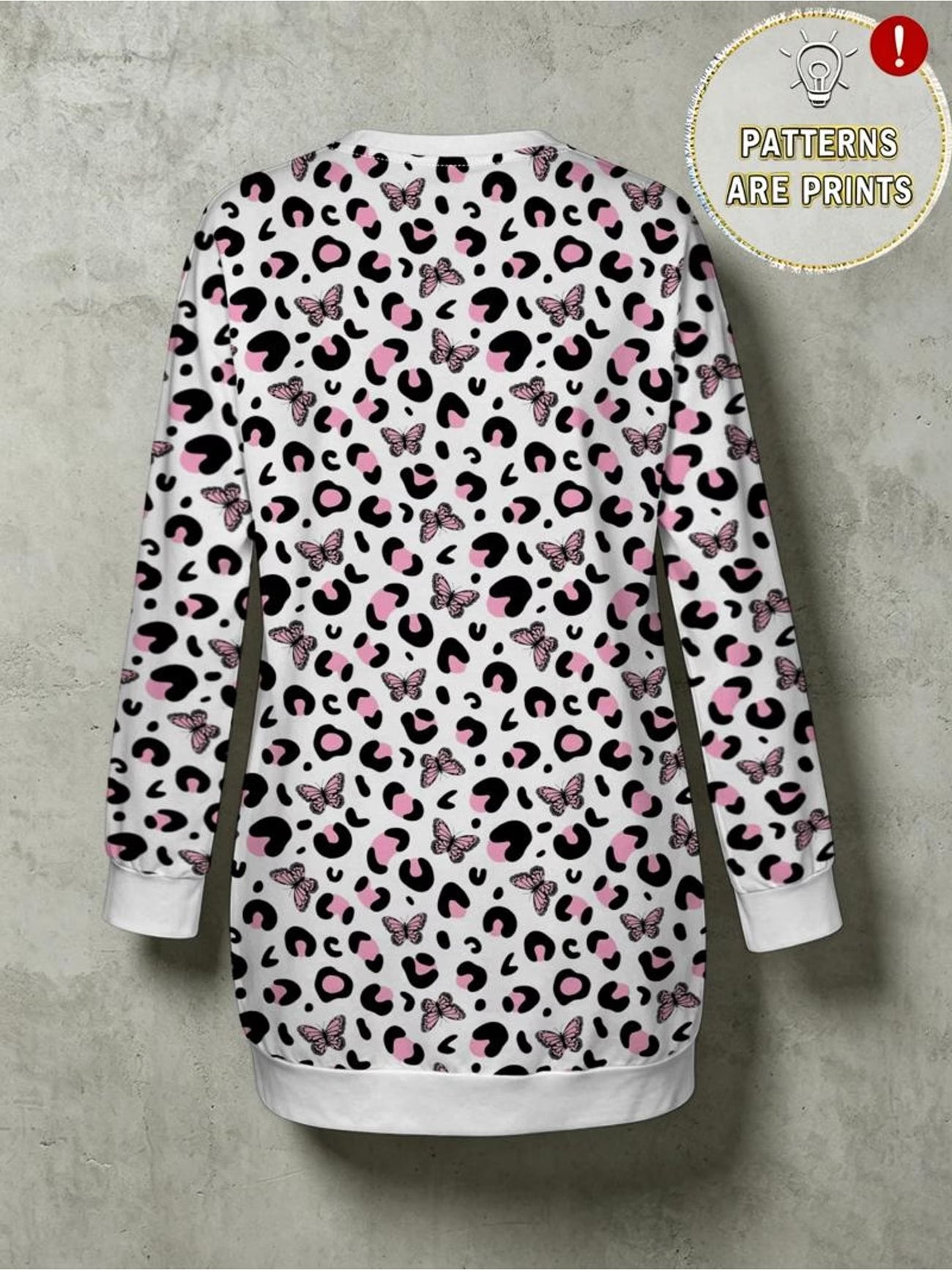 Leopard Butterfly Drop Shoulder Sweatshirt