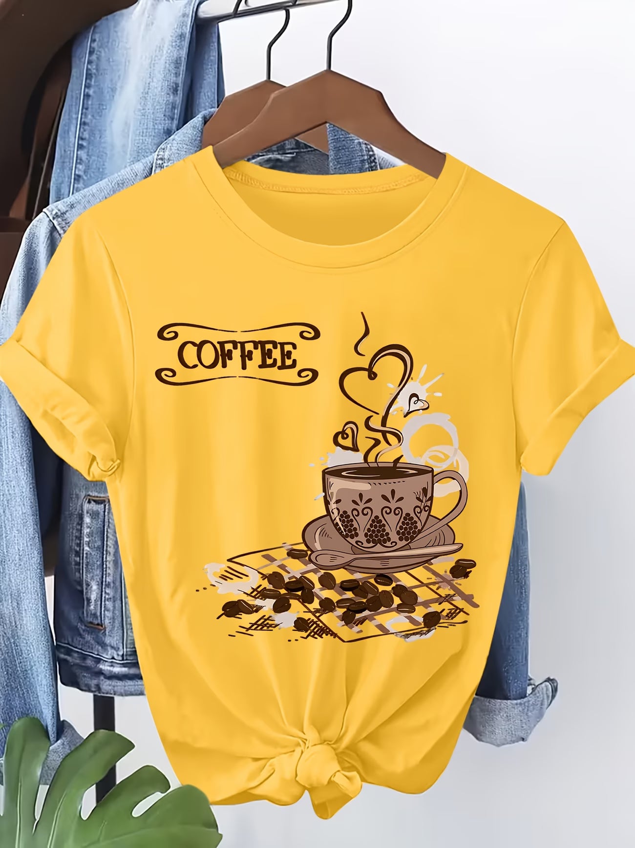 Women's Short-Sleeve T-Shirt – Vintage Coffee Cup Heart Print