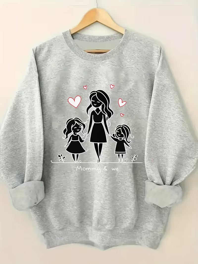 A Mother And Her Two Daughters Hold Hands,