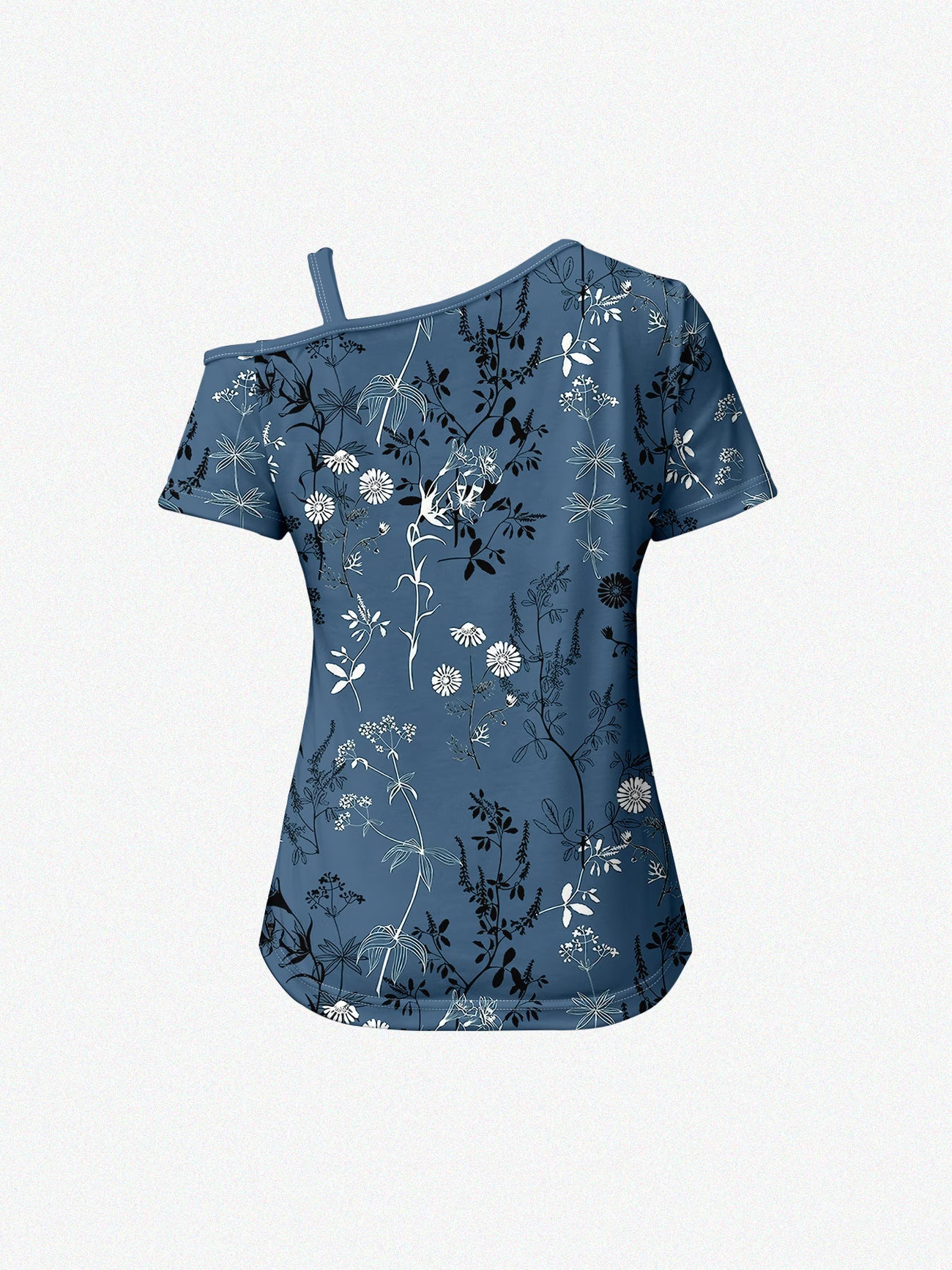 Women's Button Casual Off-Shoulder Short Sleeve peacock blue
