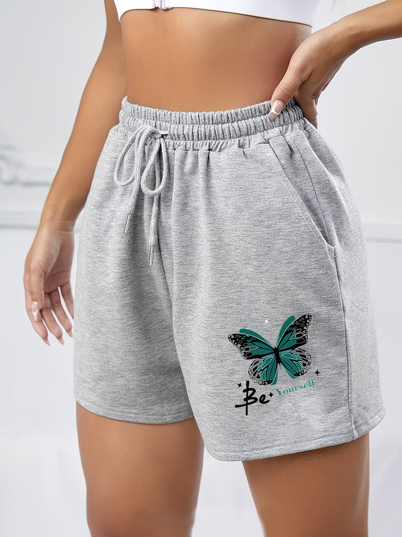 Ladies' Butterfly Print Retro Casual Shorts – Niche Sport-Inspired Design