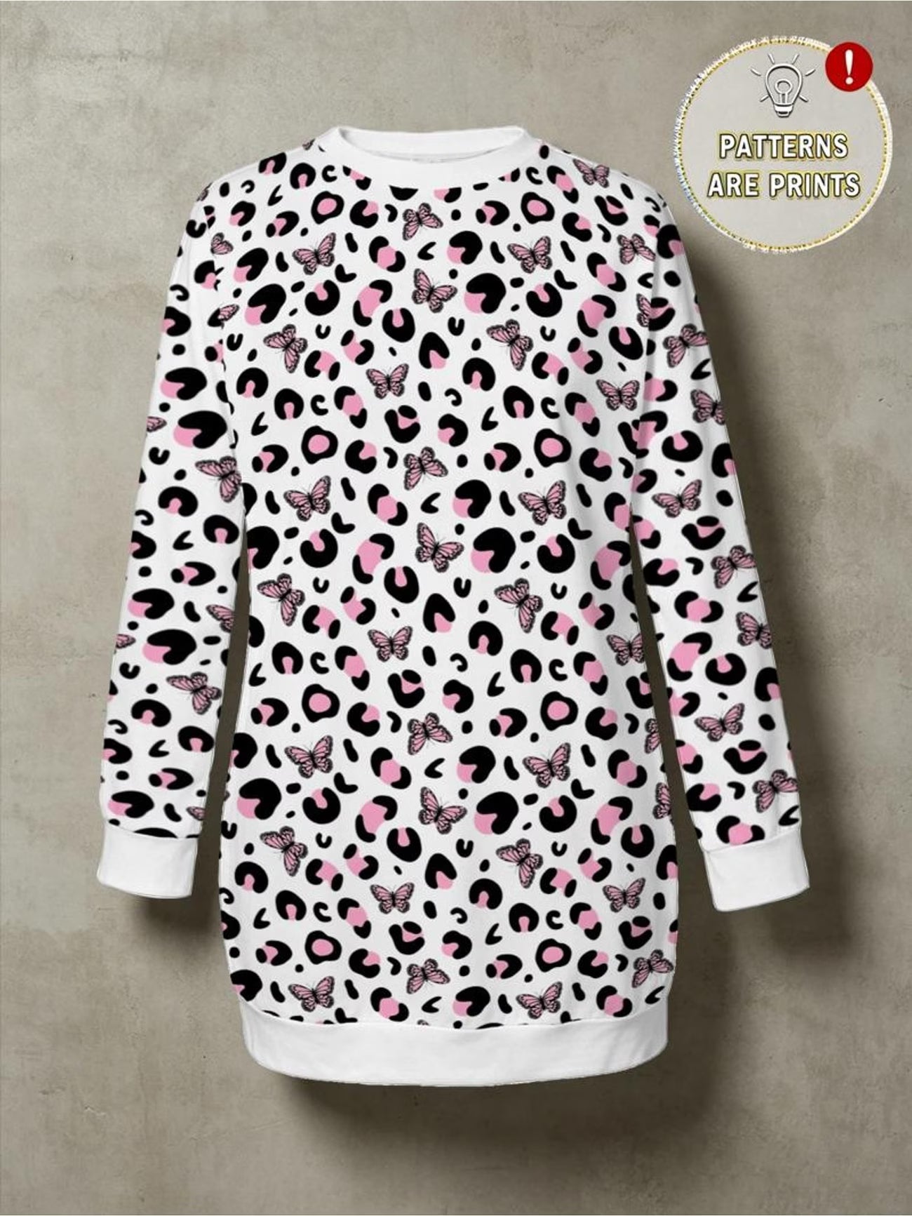Leopard Butterfly Drop Shoulder Sweatshirt