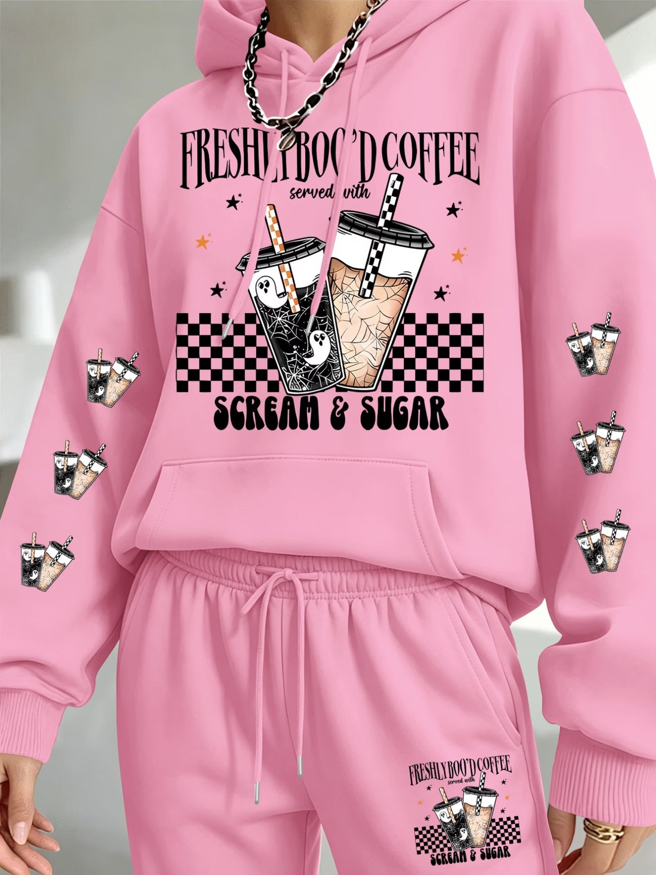 Women's 'Scream & Sugar' Coffee Cup Print Hoodie & Sweatpants Set