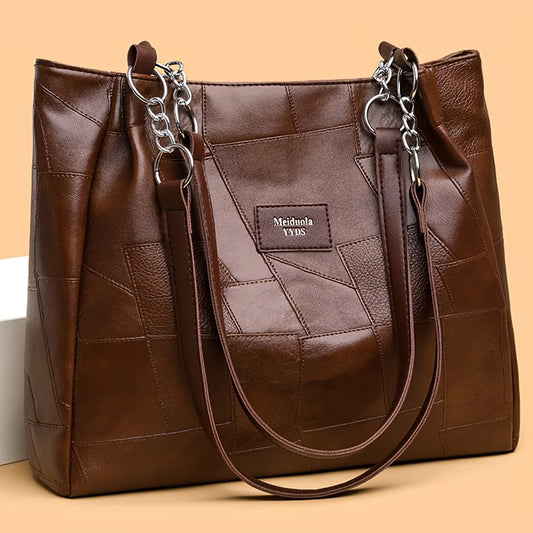 Retro Elegant Geometric Patchwork Shoulder Bag