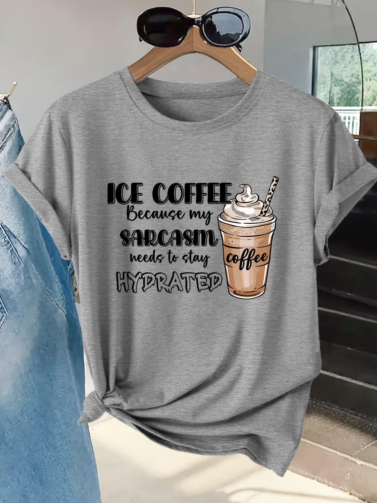Ice Coffee Leopard Print Graphic T-Shirt
