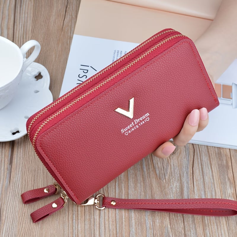 Women's Fashionable Coin Purse – Dual Zipper Wallet with Multi-Card Slots