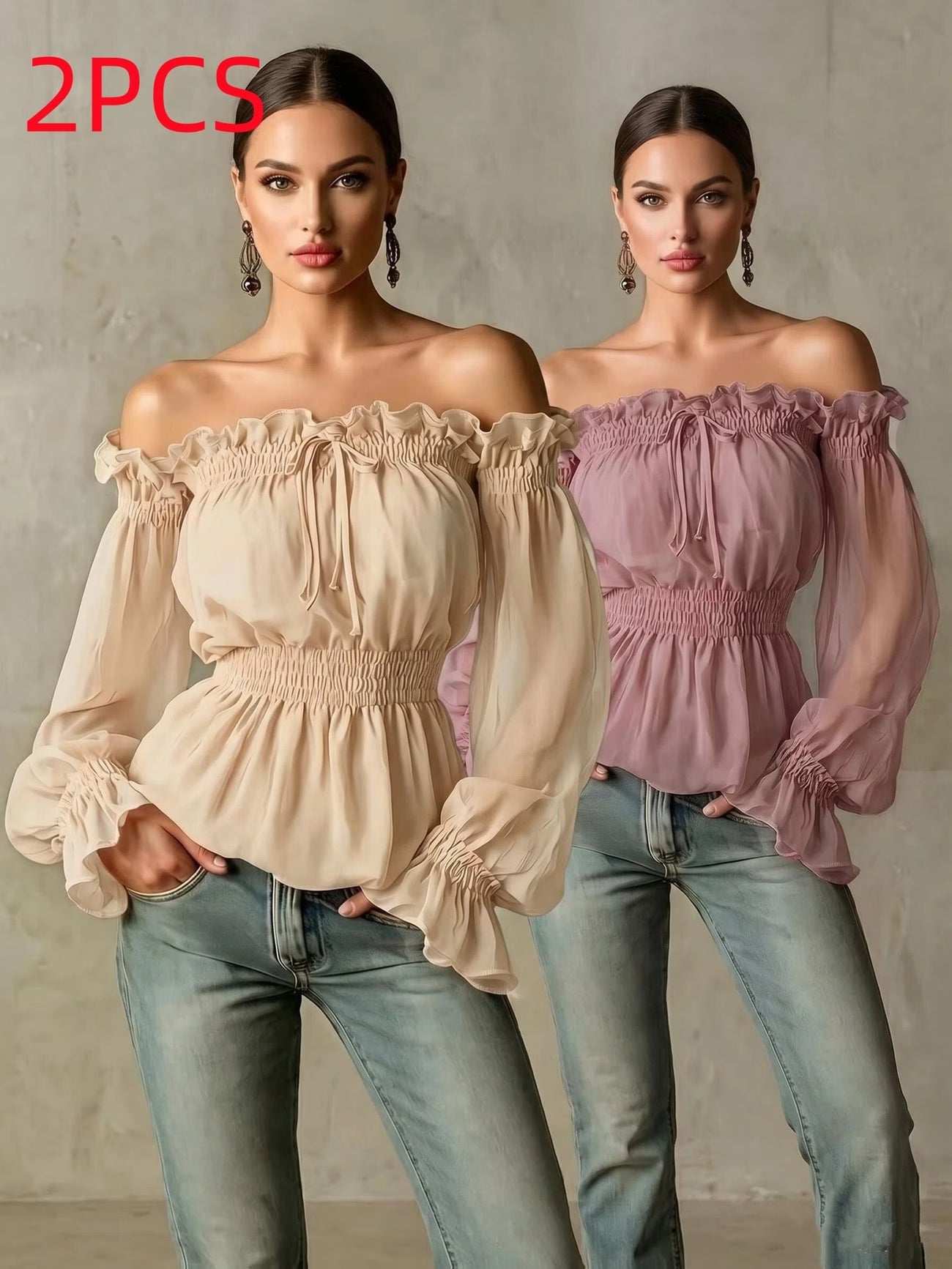 Women's Elegant Solid Colour Summer Top — Set of Two