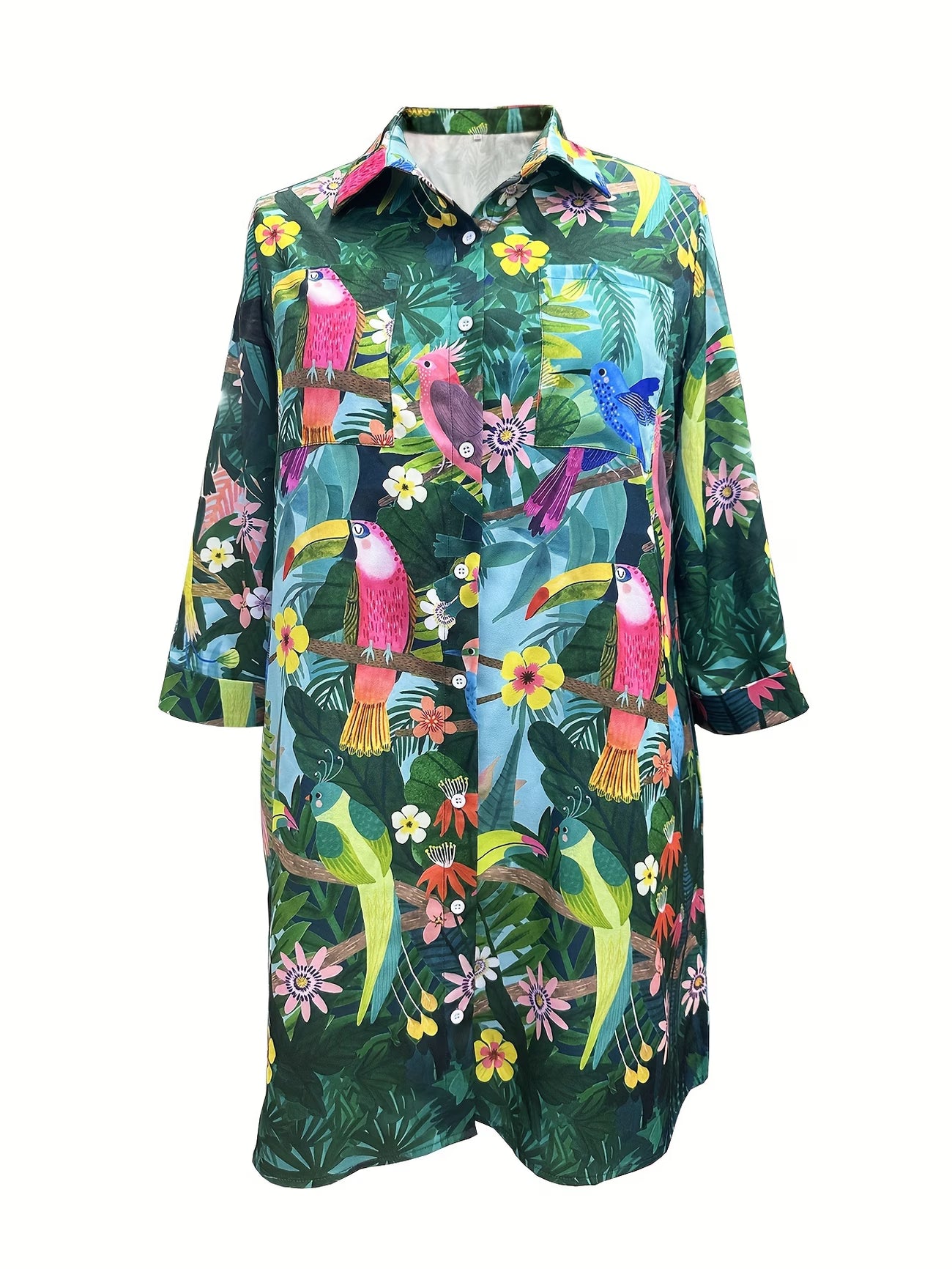Women's Printed Dress – Holiday Style Green Base